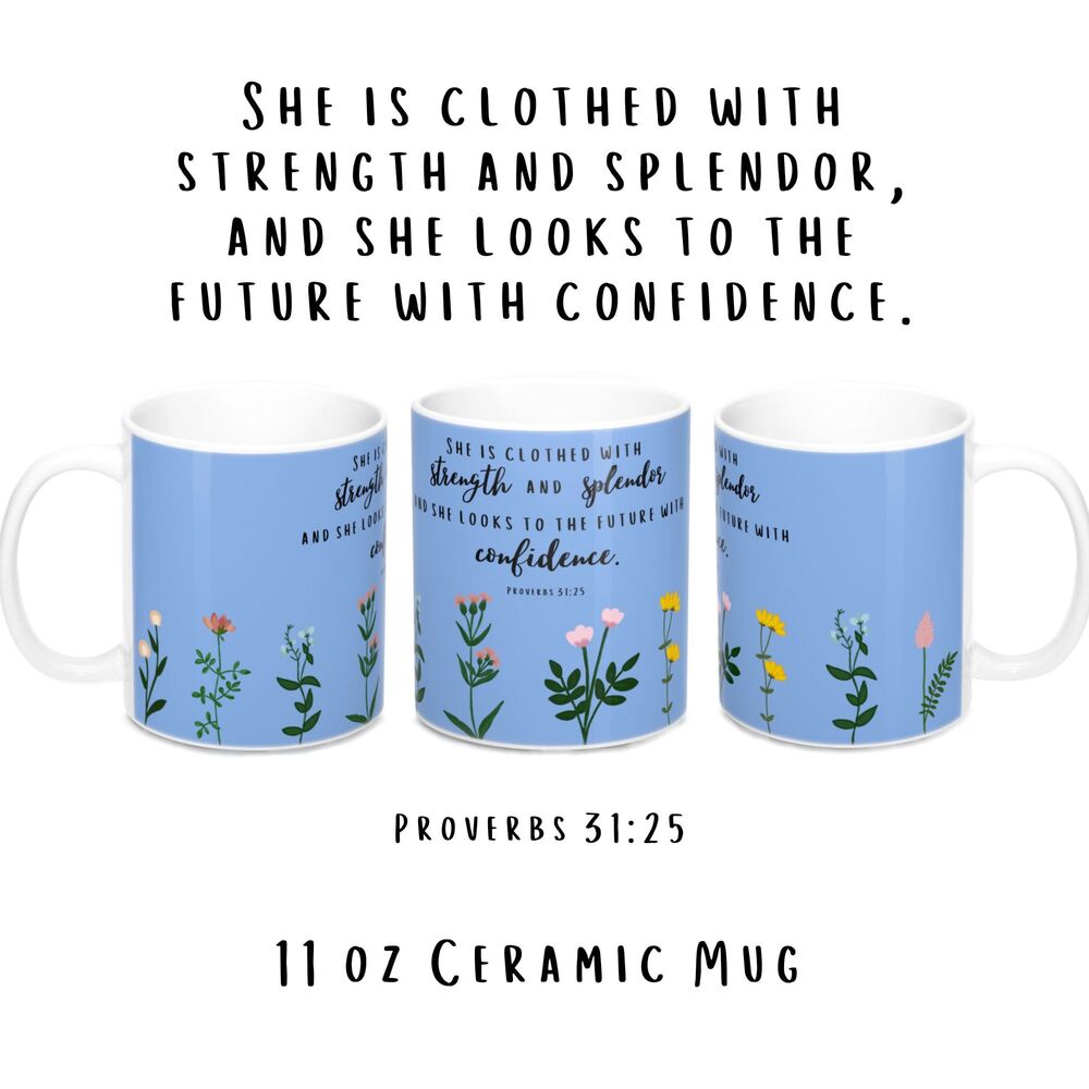 Proverbs 31:25 Floral Ceramic Mug - JW Gift